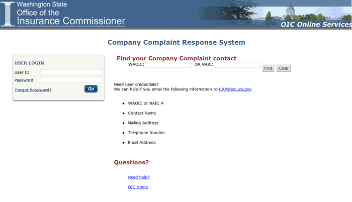 Company Complaint Response System screen shot