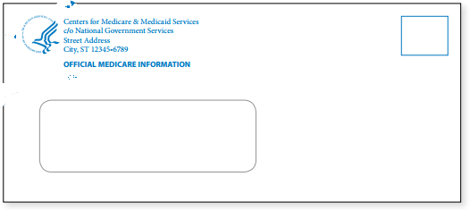 An example of an official Medicare Summary Notice (MSN) envelope.