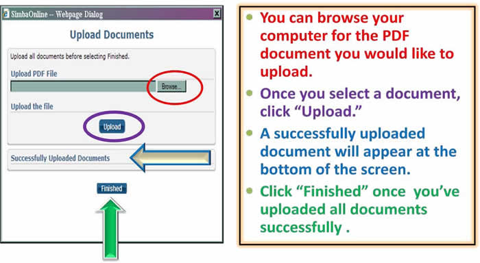 Upload document screens