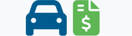 blue car icon and green bill icon